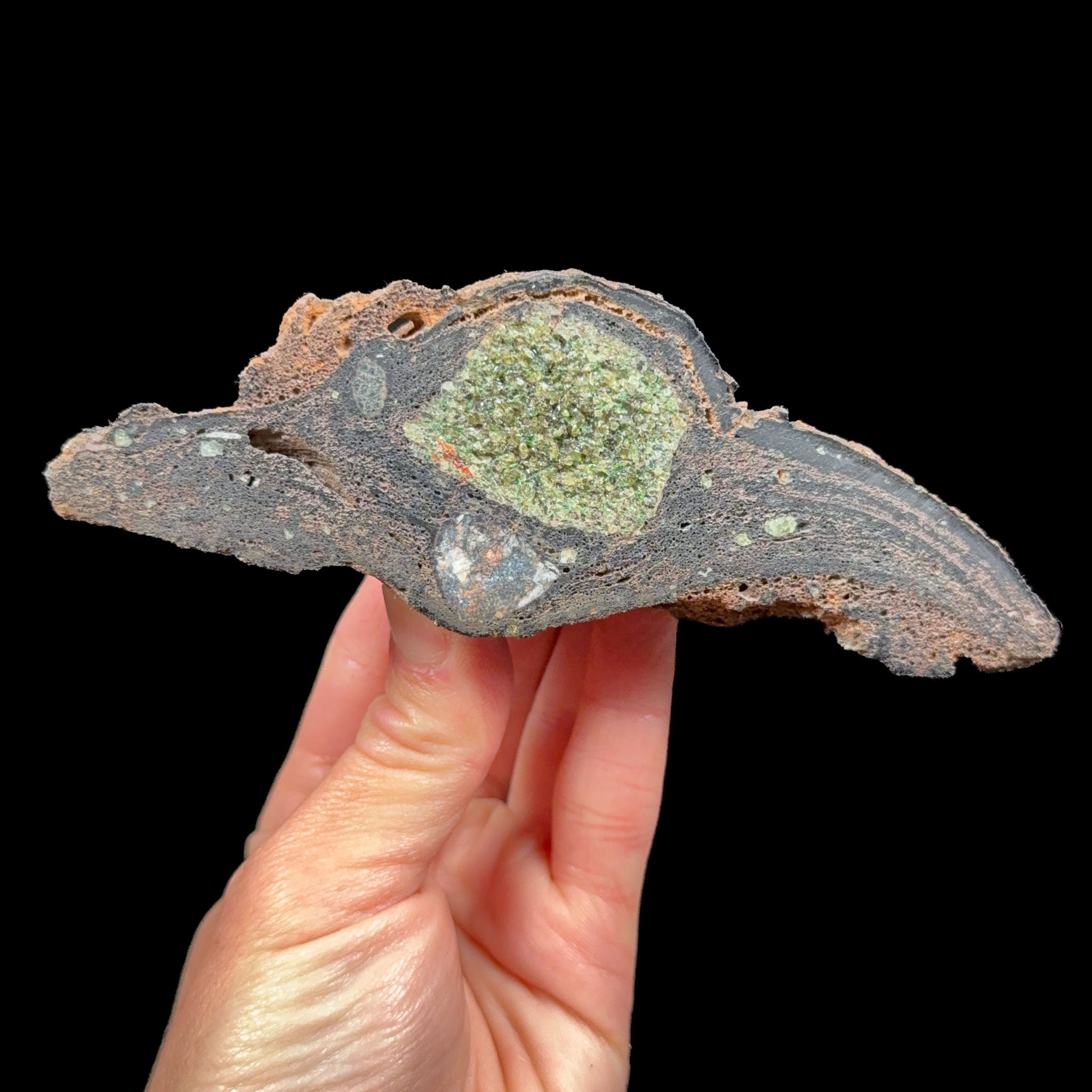Interior of a volcanic bomb crystal specimen from Spain
