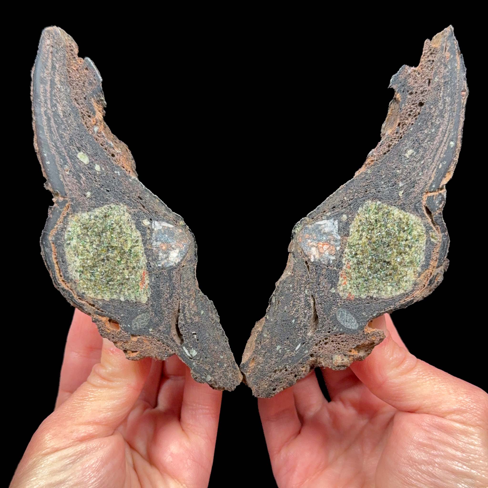 Interior of volcanic bomb mineral specimen from Spain
