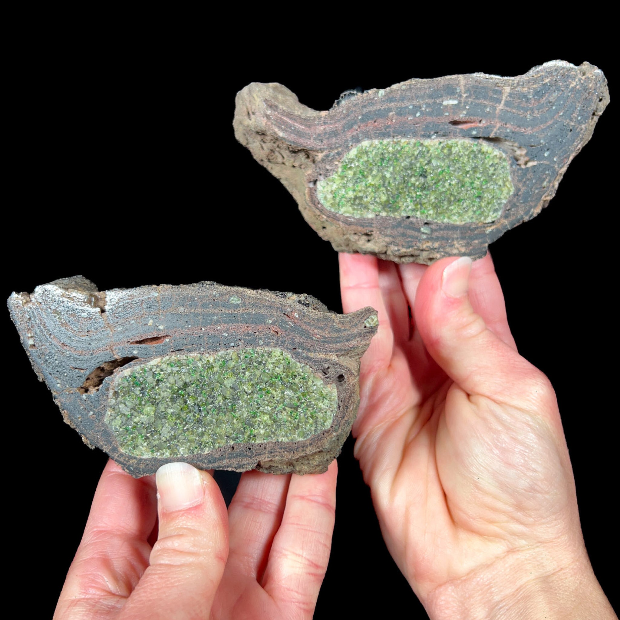 Large Volcanic Bomb with Peridot (Olivine) crystals inside from Spain