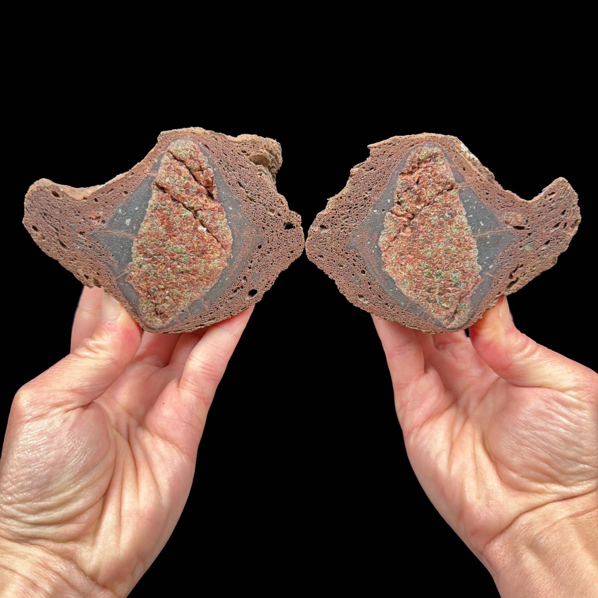 Volcanic bomb pair from Llémena Valley, Girona Province, Catalonia, Spain