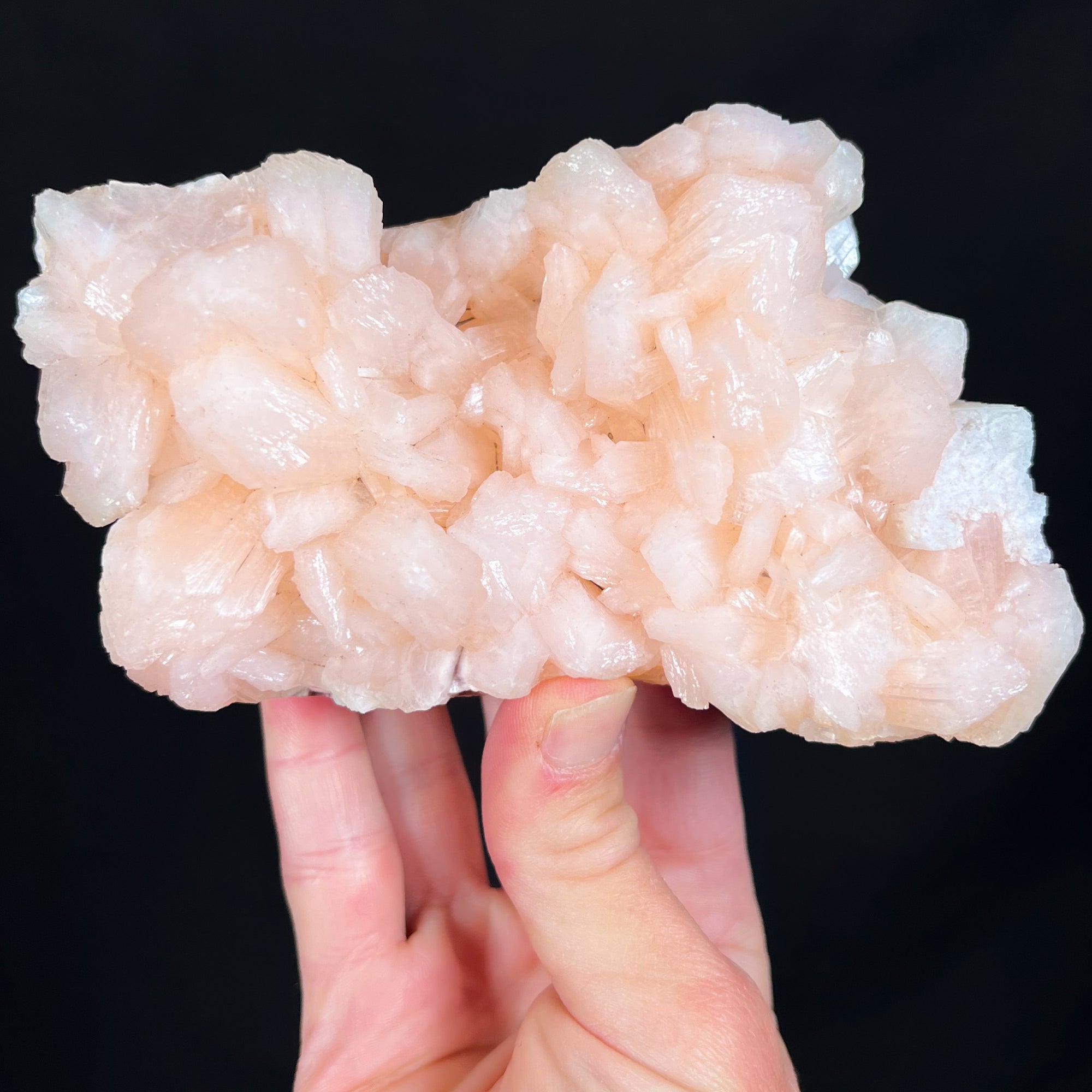 Peach Stilbite with Green Apophyllite