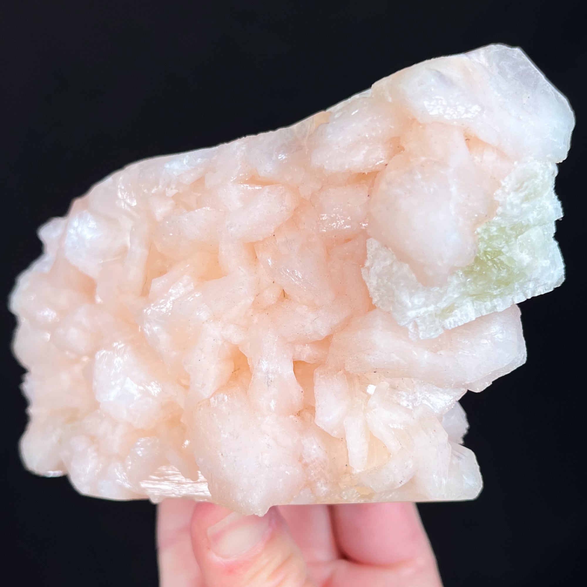 Peach Stilbite with Green Apophyllite