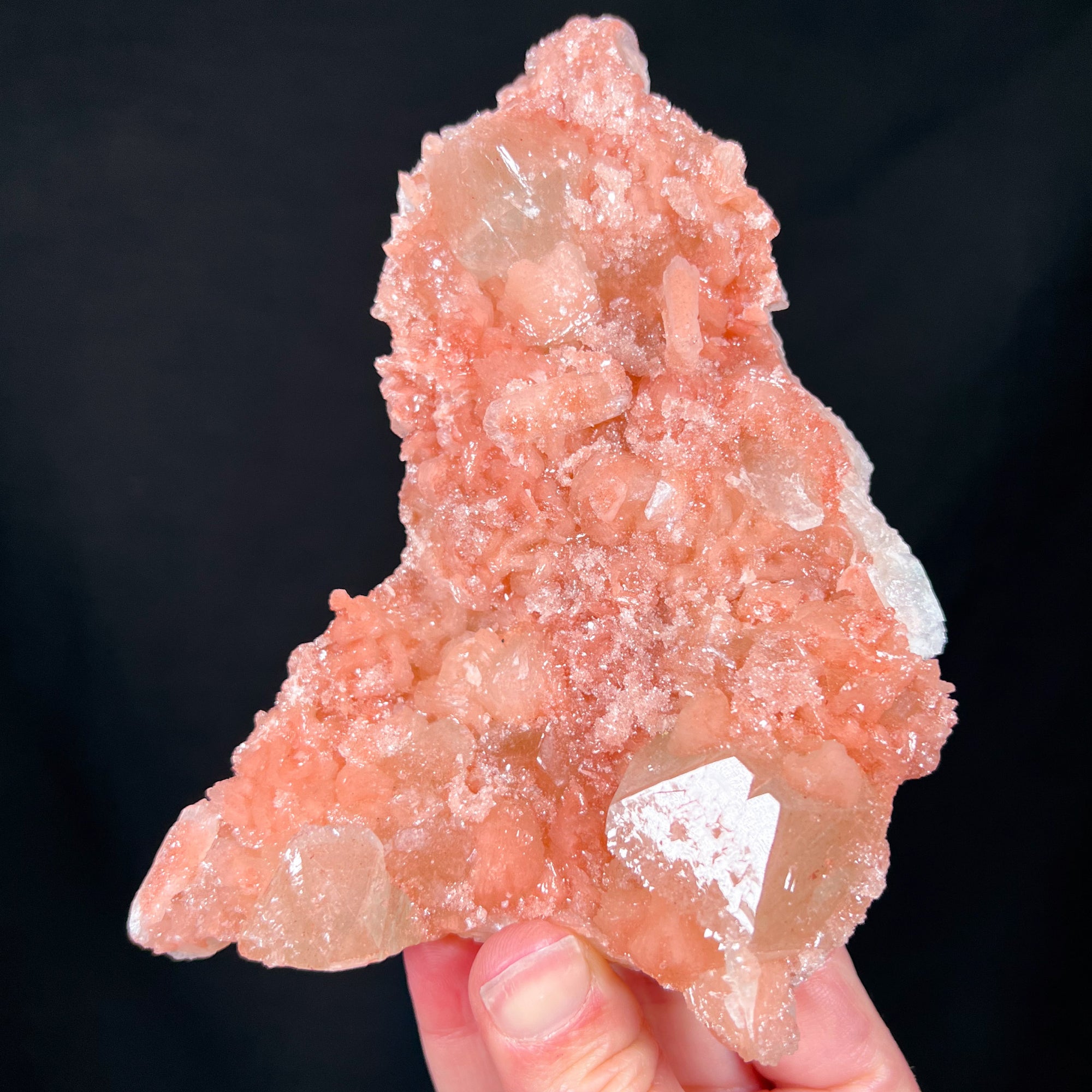 Peach Colored Stilbite Crystals with Apophyllite Crystals