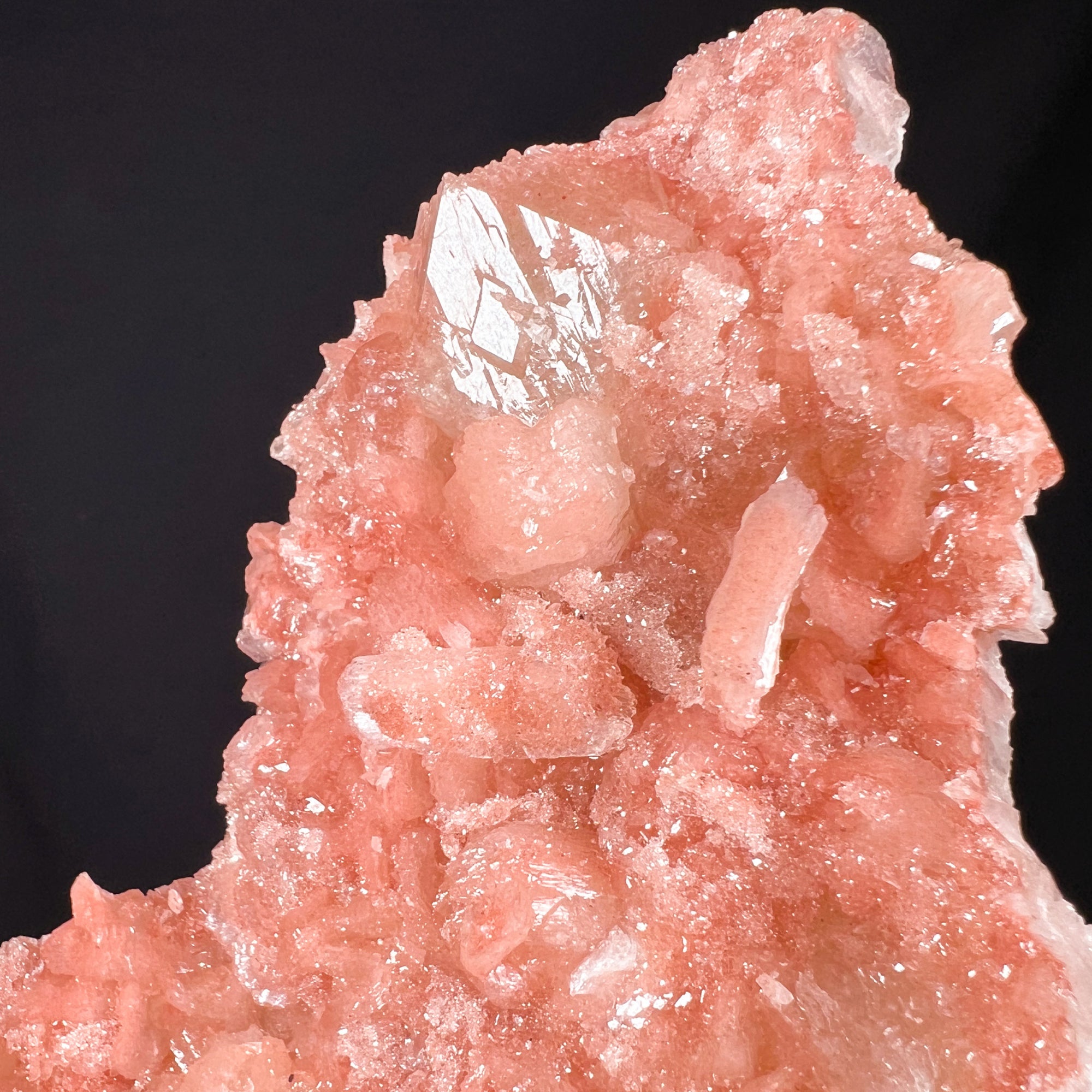 Peach Colored Stilbite Crystals with Apophyllite Crystals
