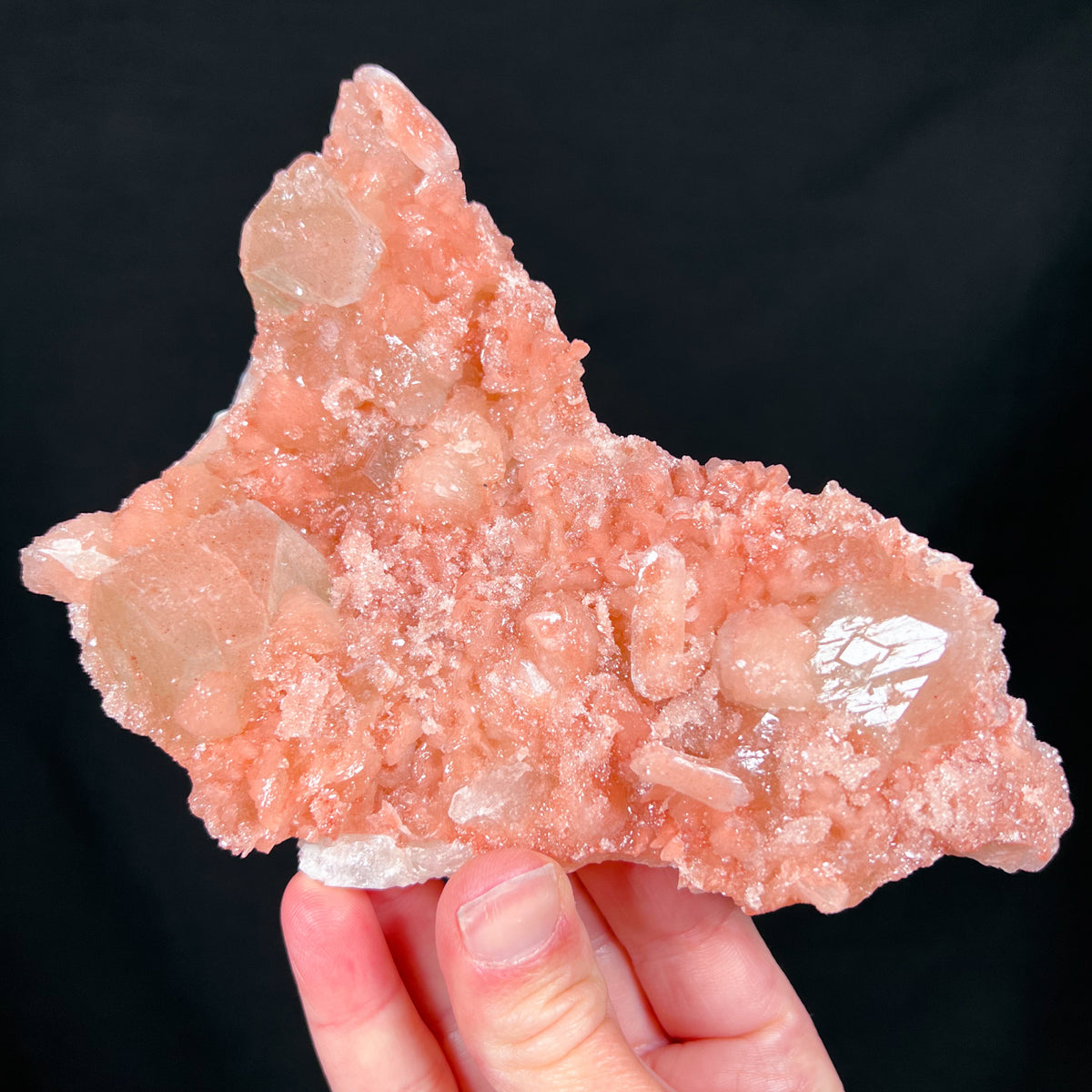 Peach-colored Stilbite Crystal Cluster with Apophyllite