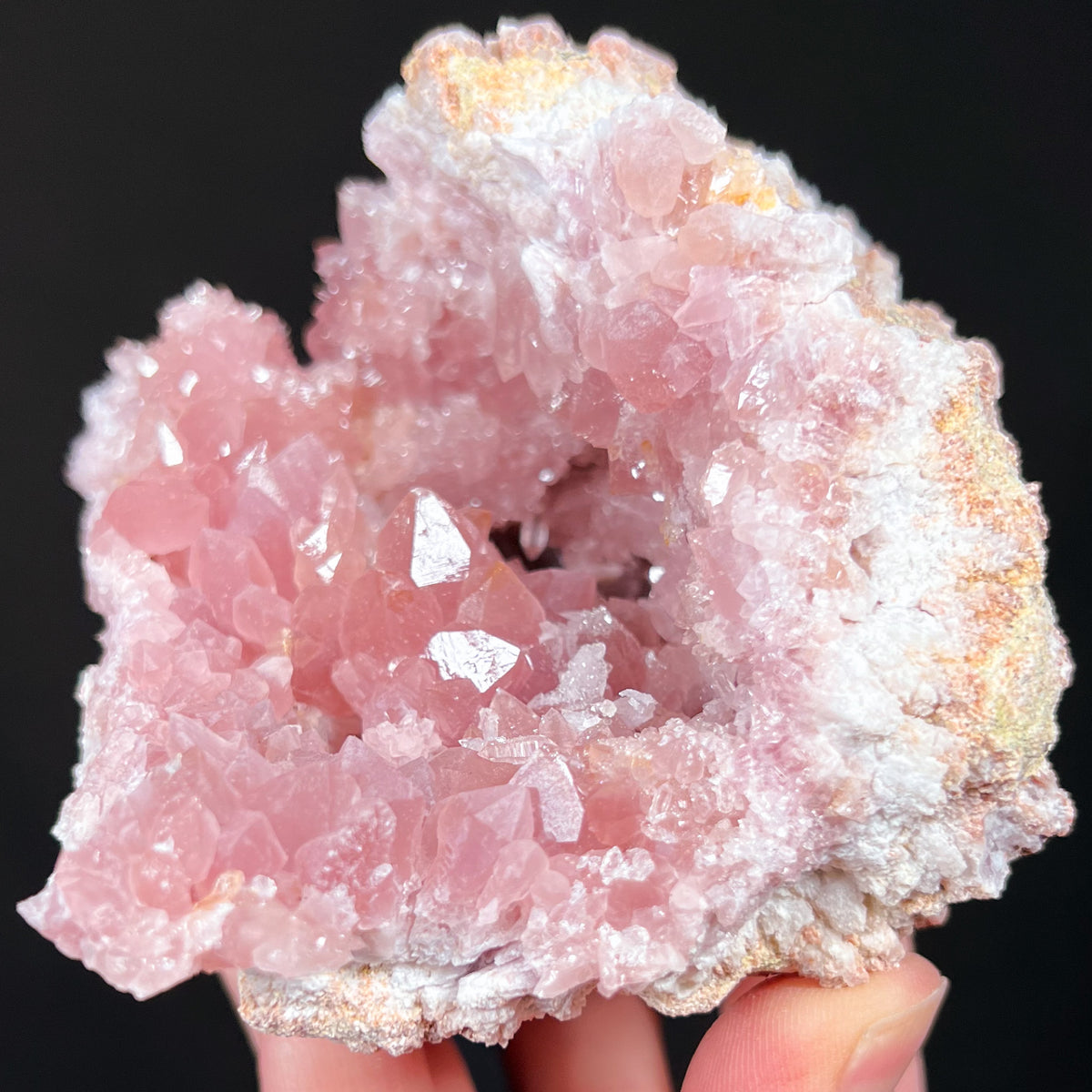 Pink Amethyst Crystals inside a Geode
