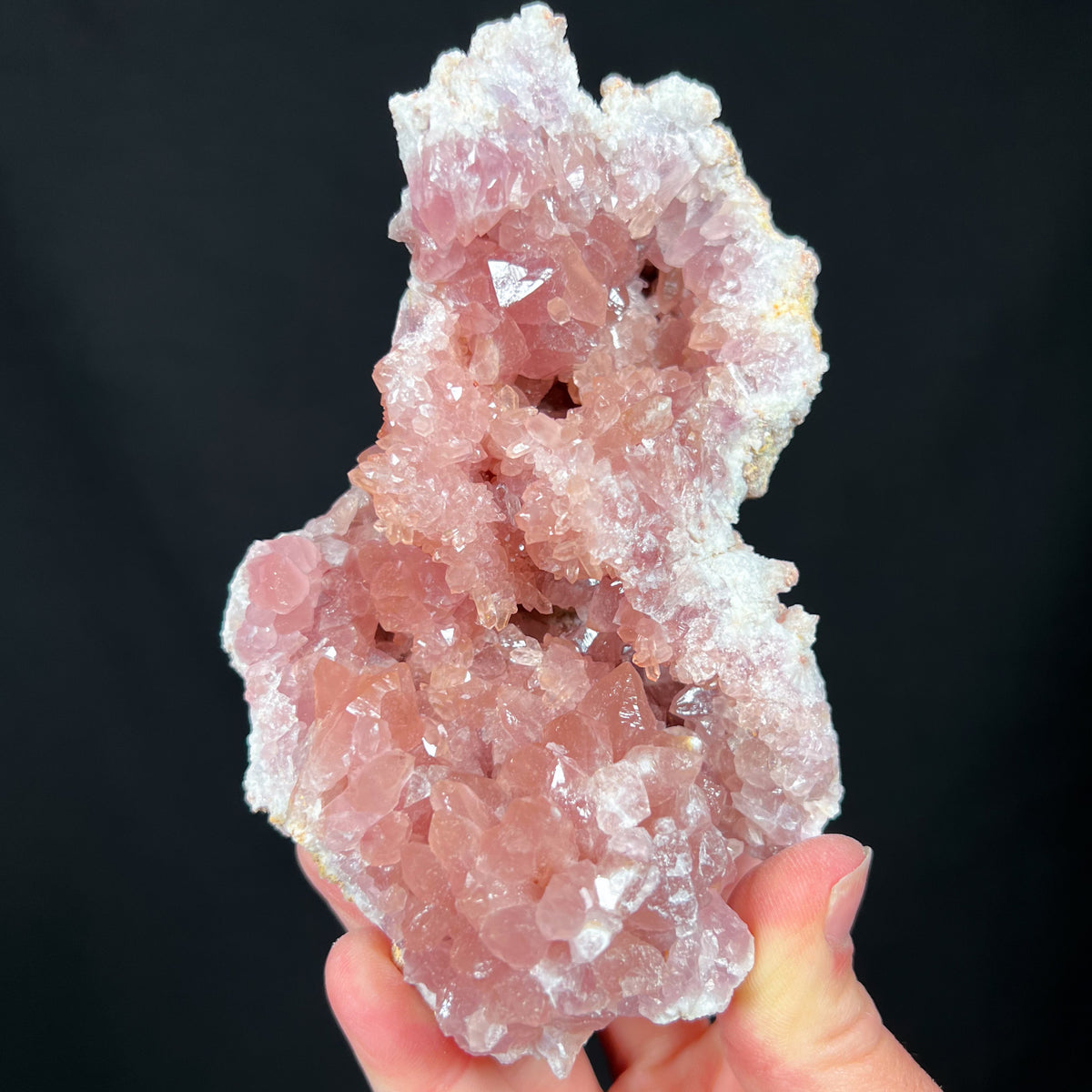 Pink Amethyst Geode with Iron Included Quartz Crystals
