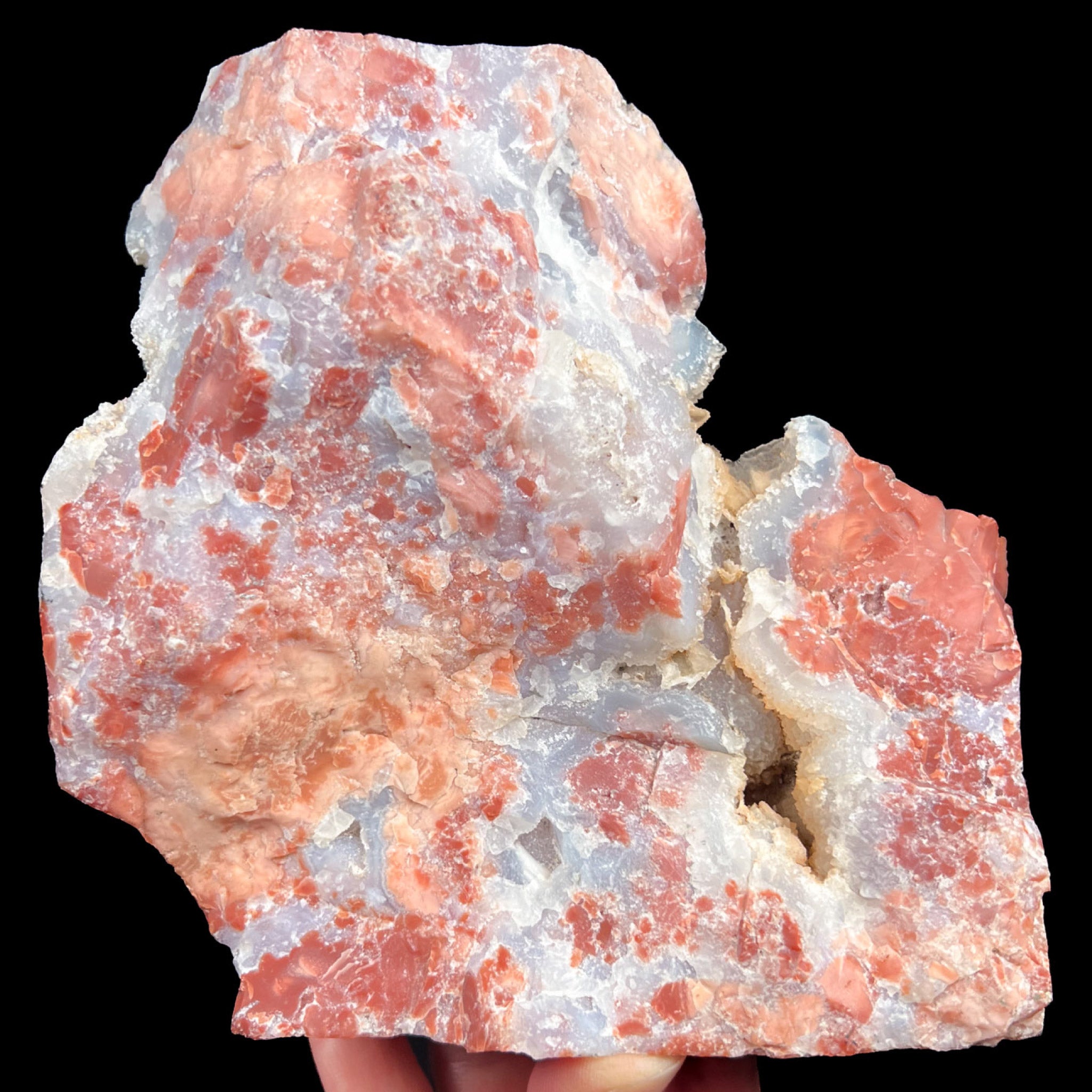 Unpolished back side of Pink Cotton Candy Agate from Mexico
