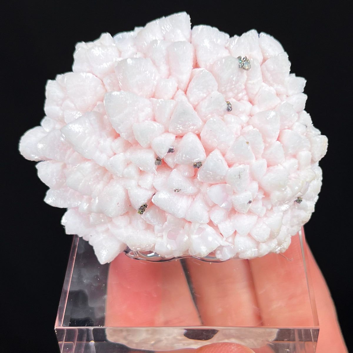 Pink Manganocalcite with Pyrite