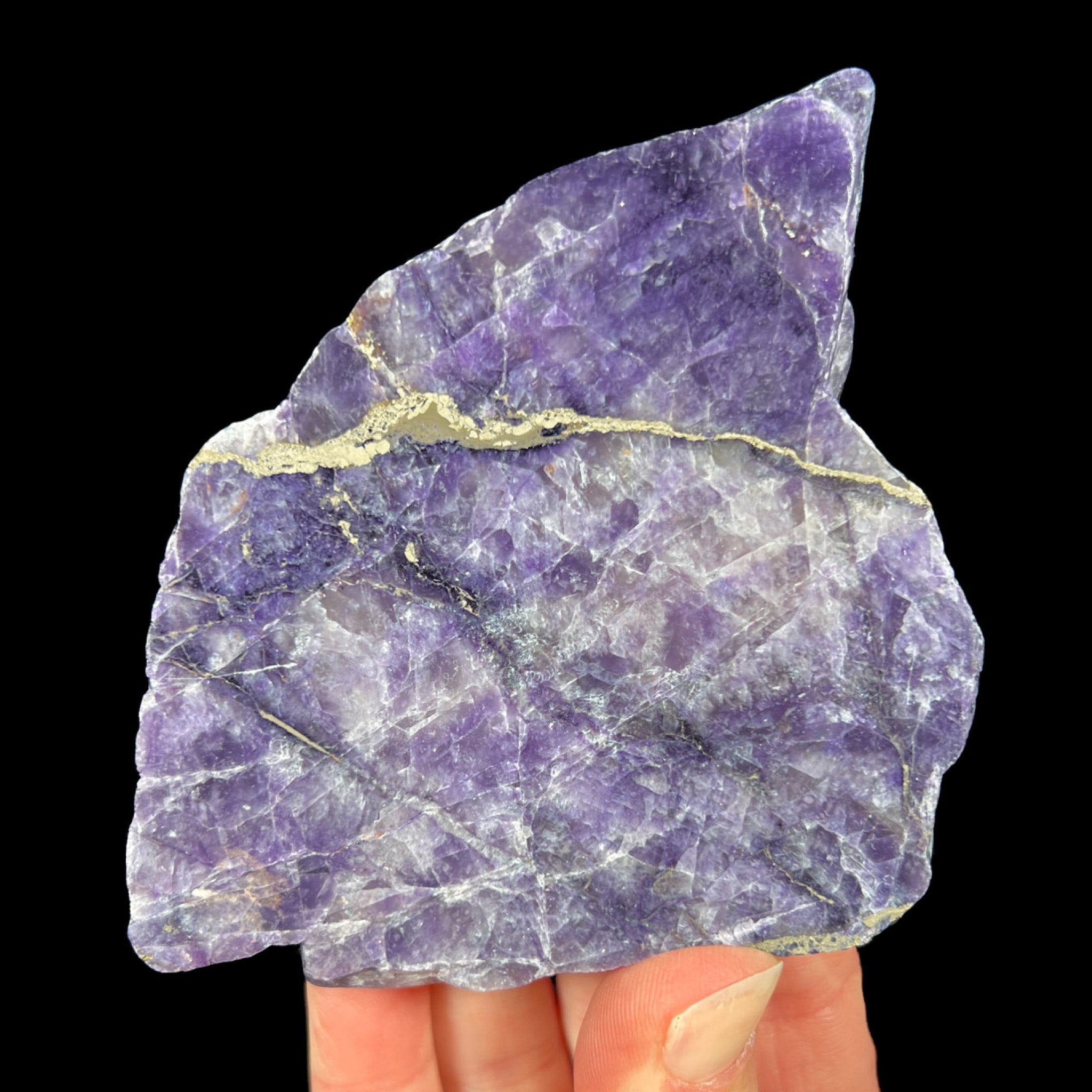 Purple Fluorite Stone Slab with Pyrite Inclusions