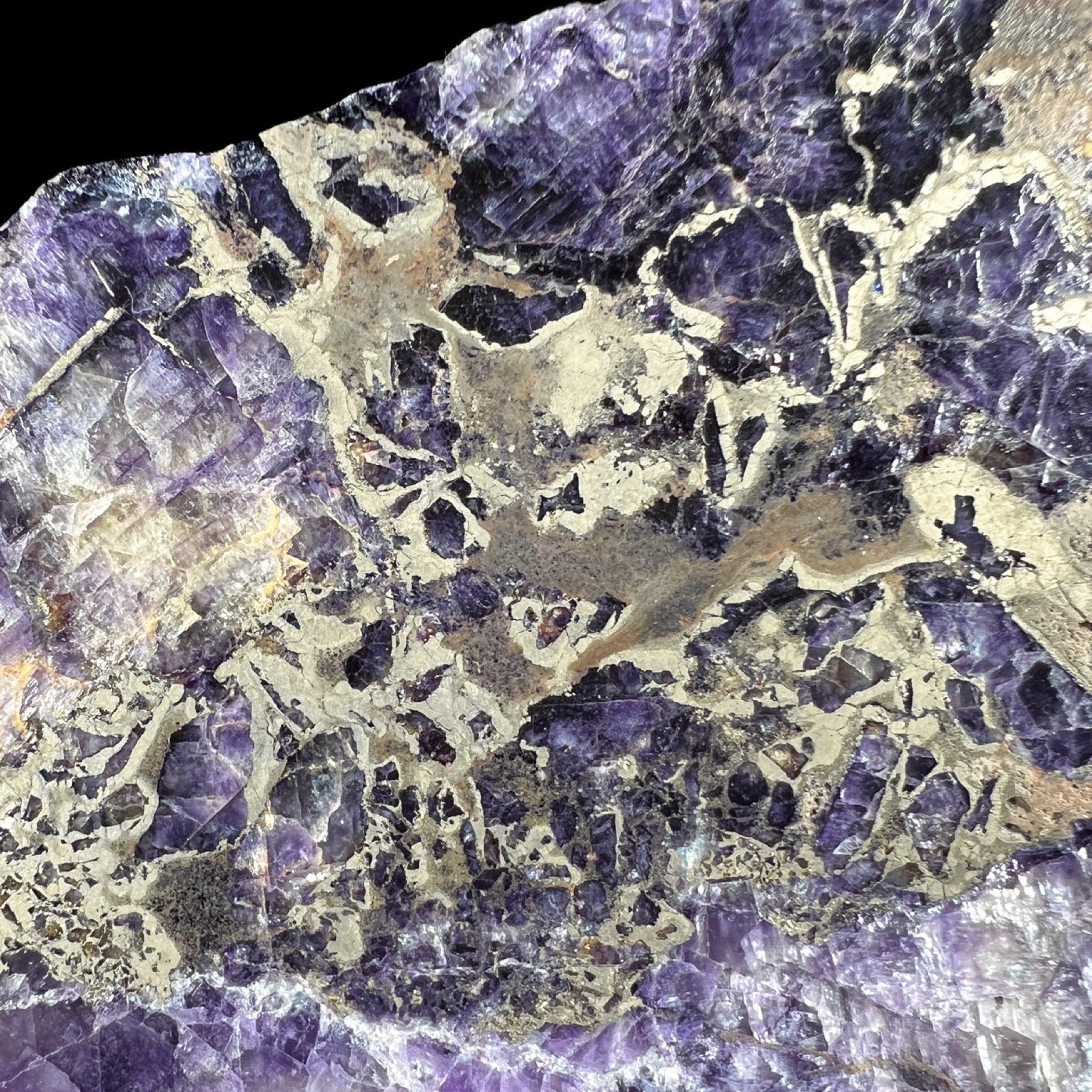 Pyrite inclusions in Purple Fluorite Stone from Spain