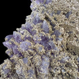 Purple Amethyst crystals coated by brass colored Pyrite crystals