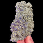 Side view of Amethyst crystals with Pyrite crystals on top