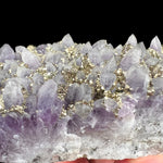 Golden Pyrite Crystals with Purple Amethyst Crystals