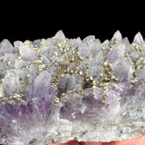 Golden Pyrite Crystals with Purple Amethyst Crystals