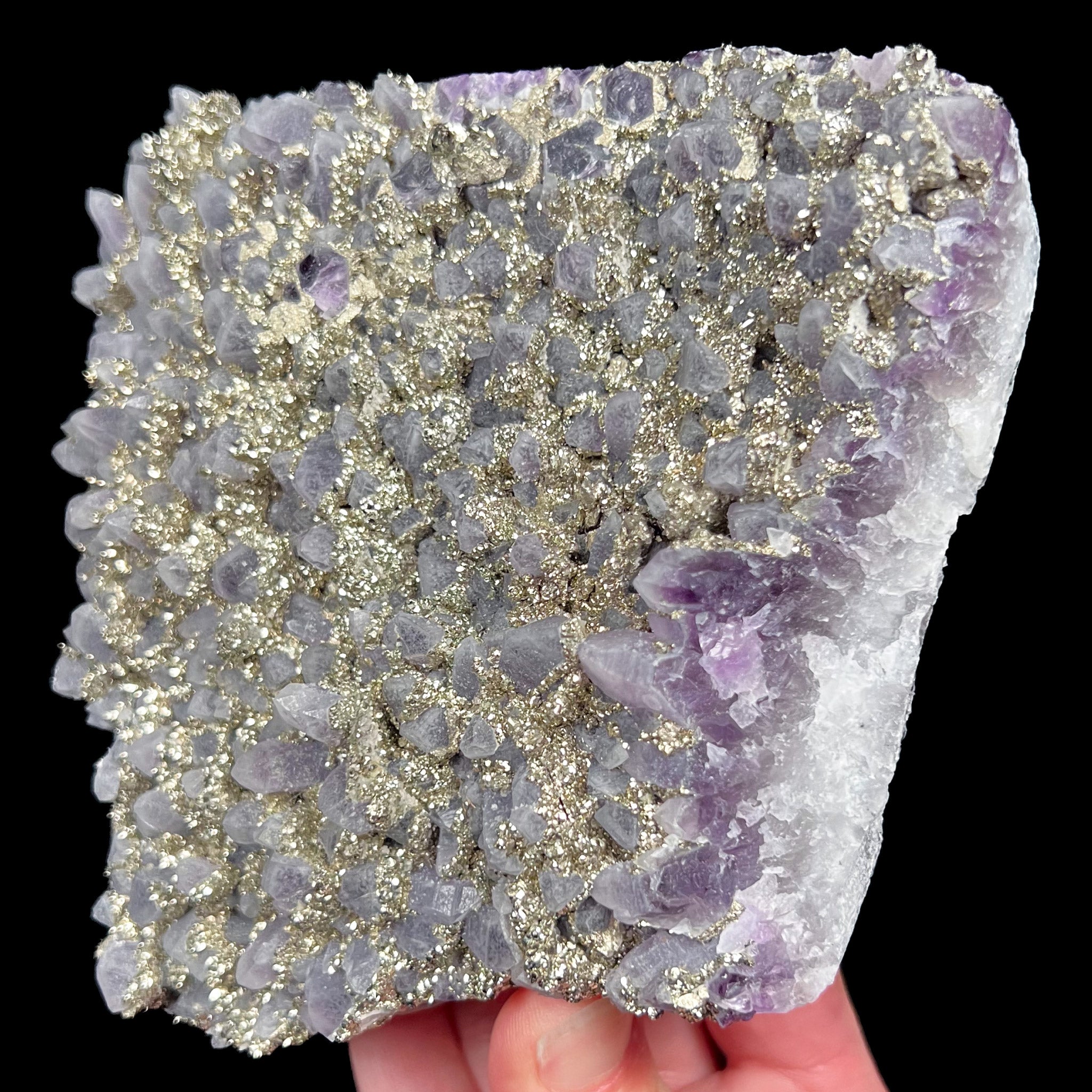 Pyrite coating on Amethyst crystals from Bulgaria