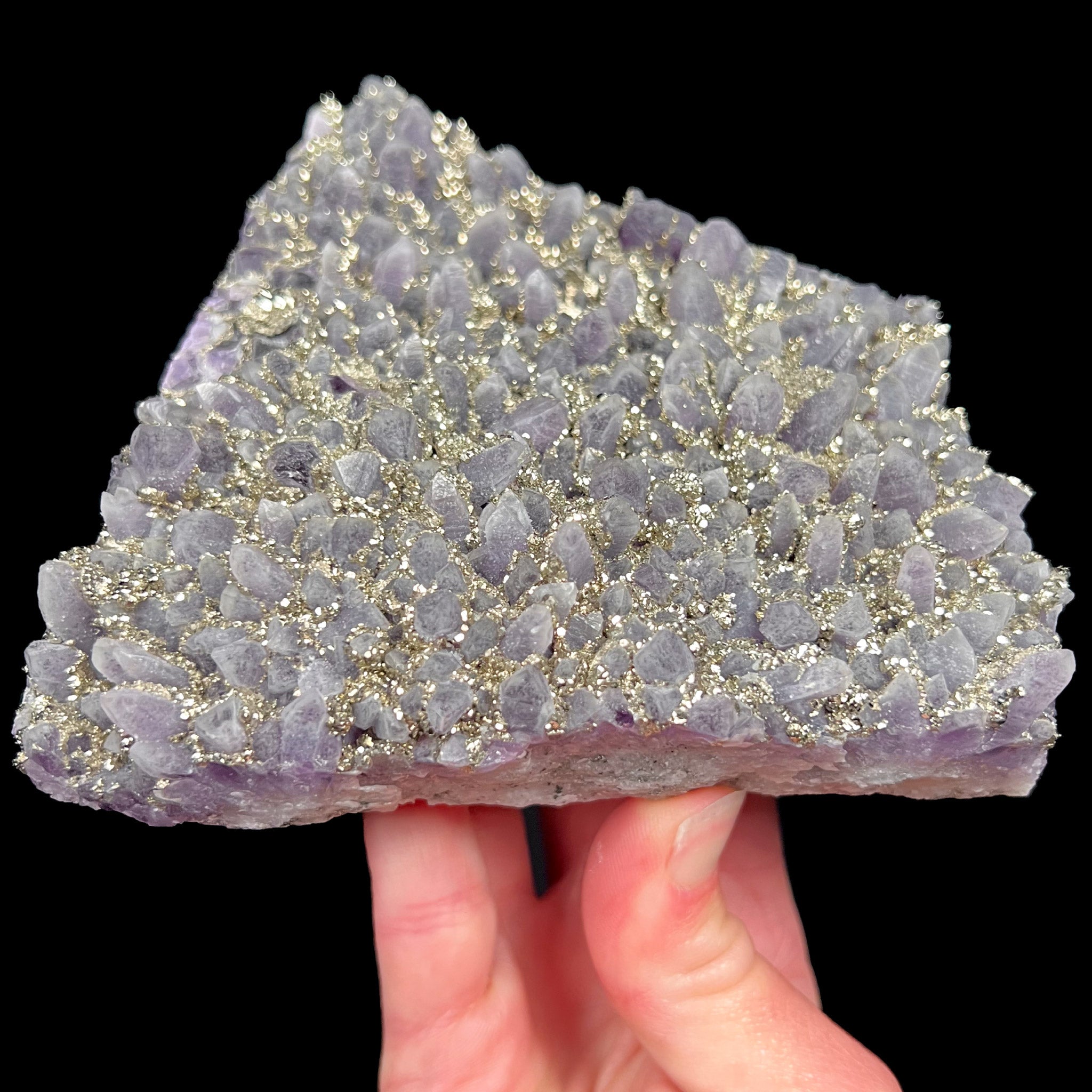 Large Pyrite on Amethyst from Chala Mine, Bulgaria