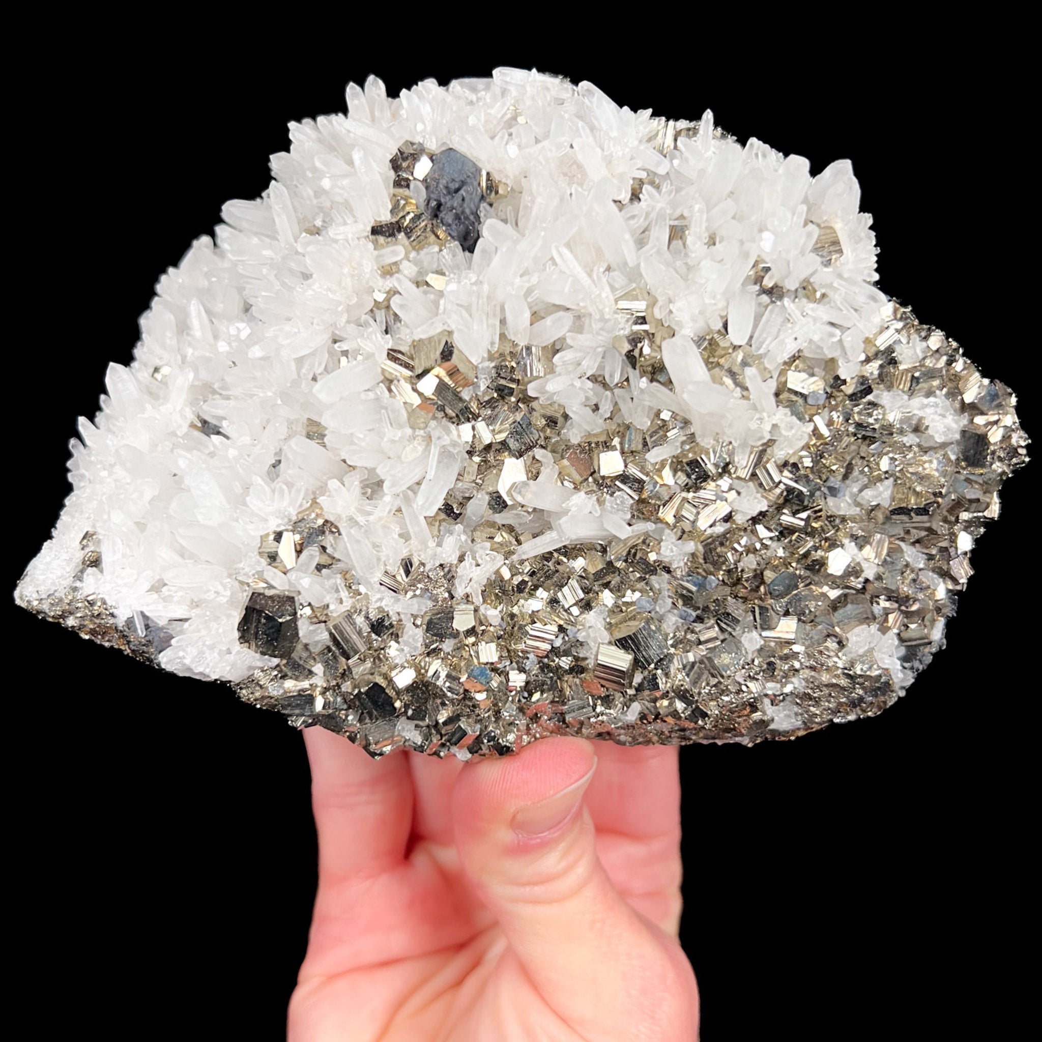 Quartz, Pyrite and Sphalerite specimen from Huanzala Mine, Peru