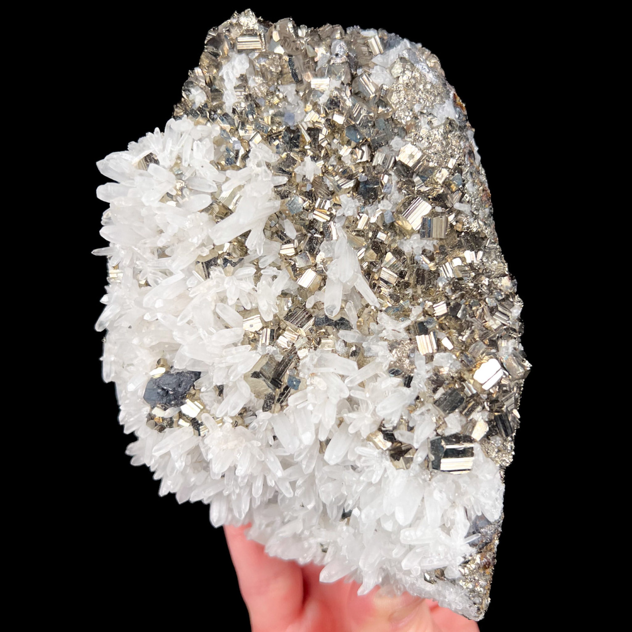 Pyrite with Quartz and Sphalerite mineral specimen from Huanzala Mine, Peru
