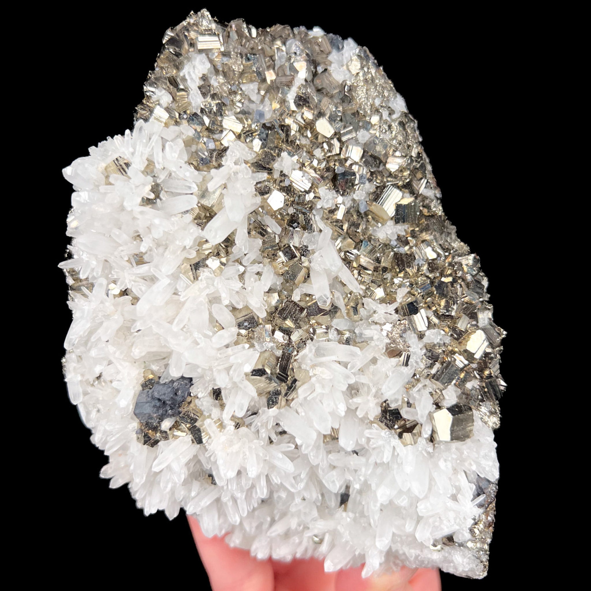 Pyrite with Quartz and Sphalerite mineral specimen from Huanzala Mine, Peru
