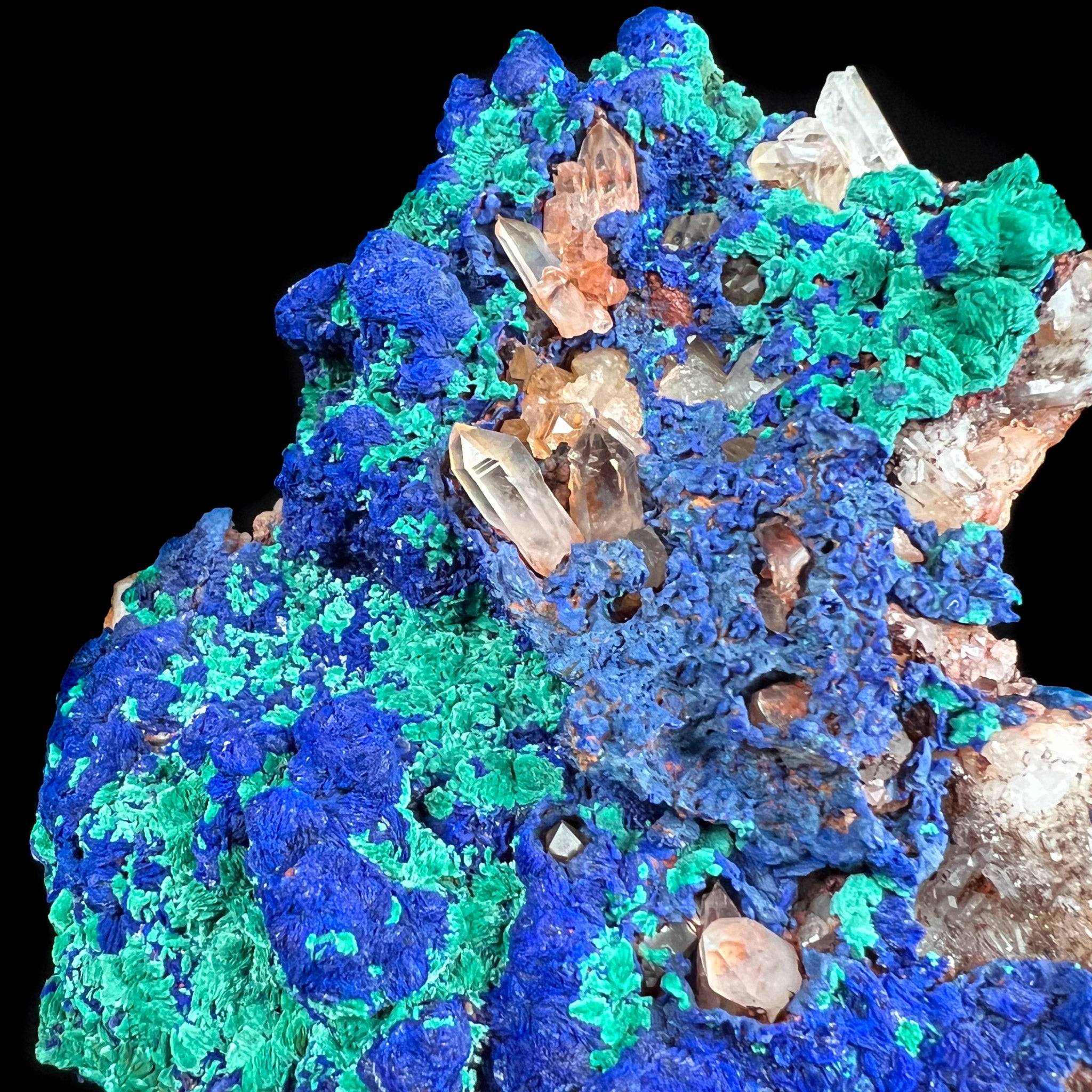 Azurite with Malachite and Quartz