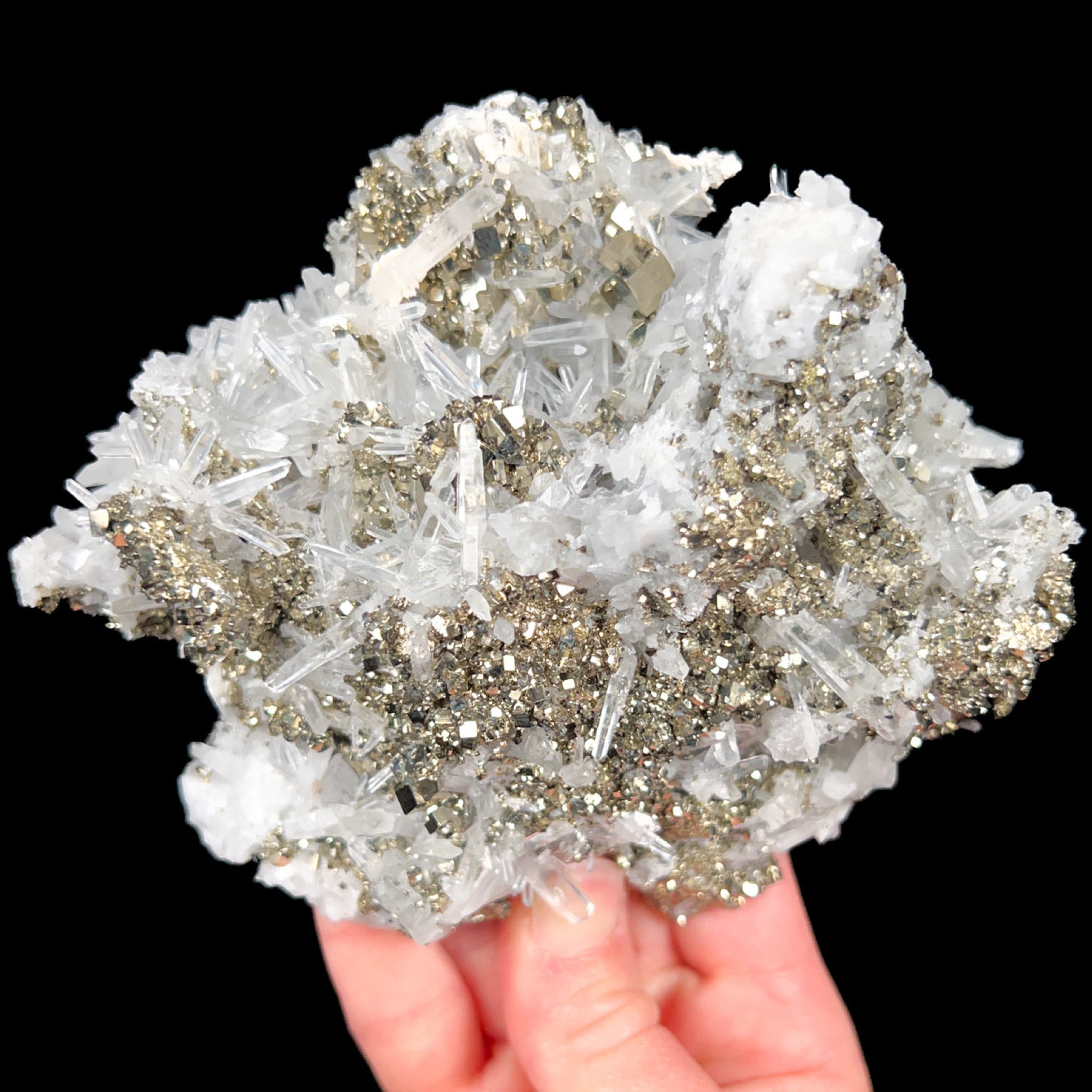 Quartz and Pyrite Mineral Specimen from Huaron Mining District, Peru