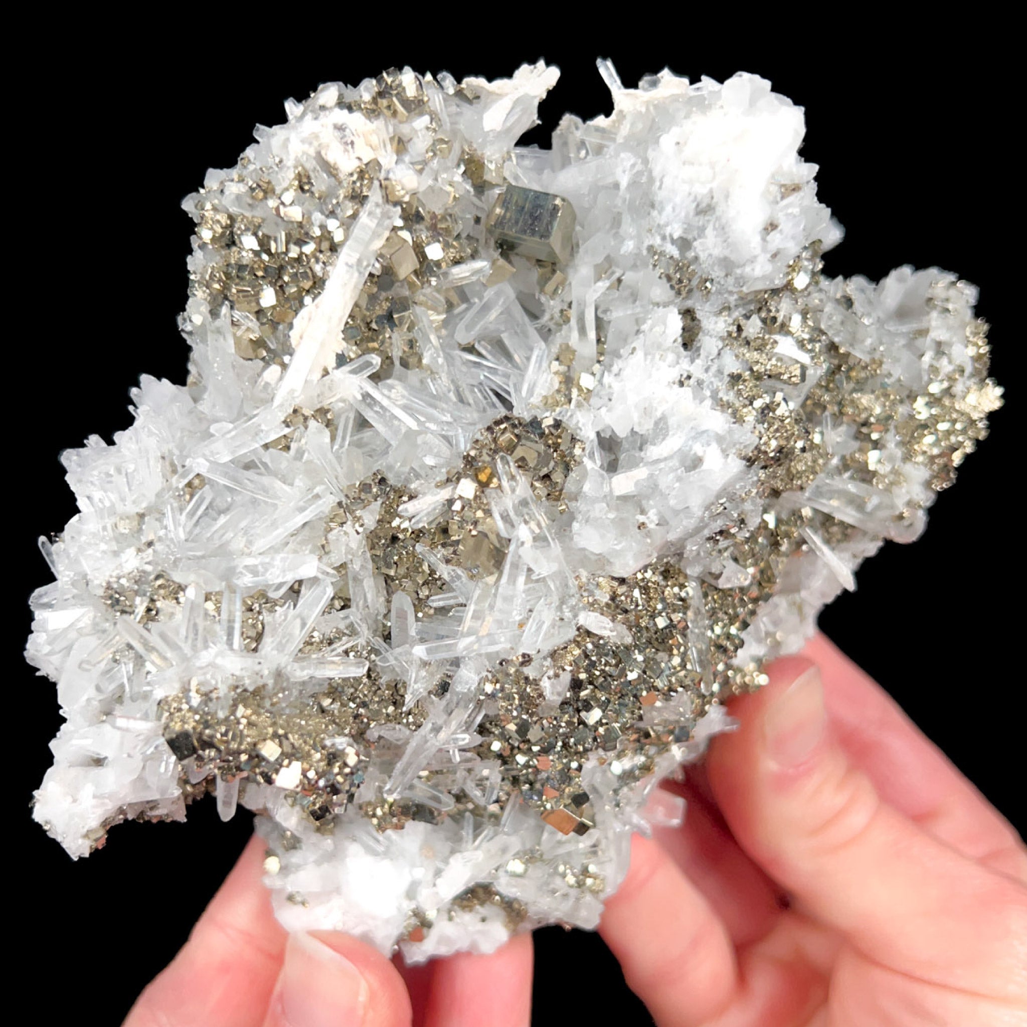 Mineral specimen of Quartz and Pyrite from Huaron Mine, Peru