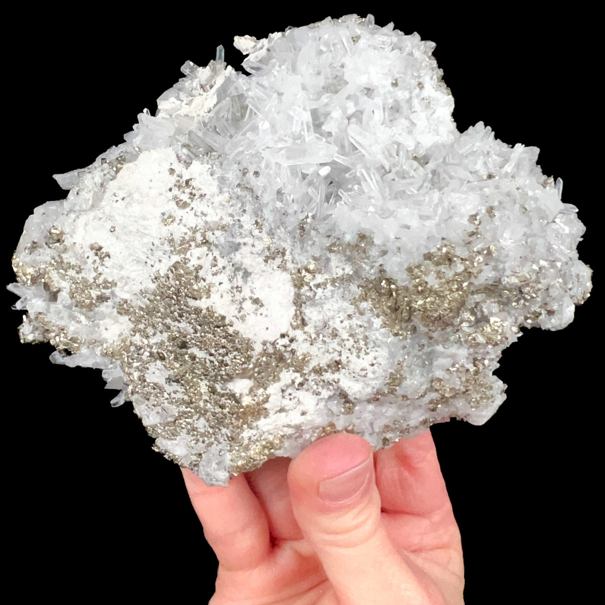 Reverse side of Pyrite and Quartz crystal specimens