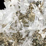 Close up of clear Quartz crystals with Pyrite from Peru