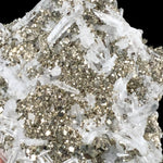 Close-up of mineral specimen of Pyrite and Quartz from Peru