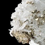 Close-up of Quartz crystal points with Pyrite cubes from Peru