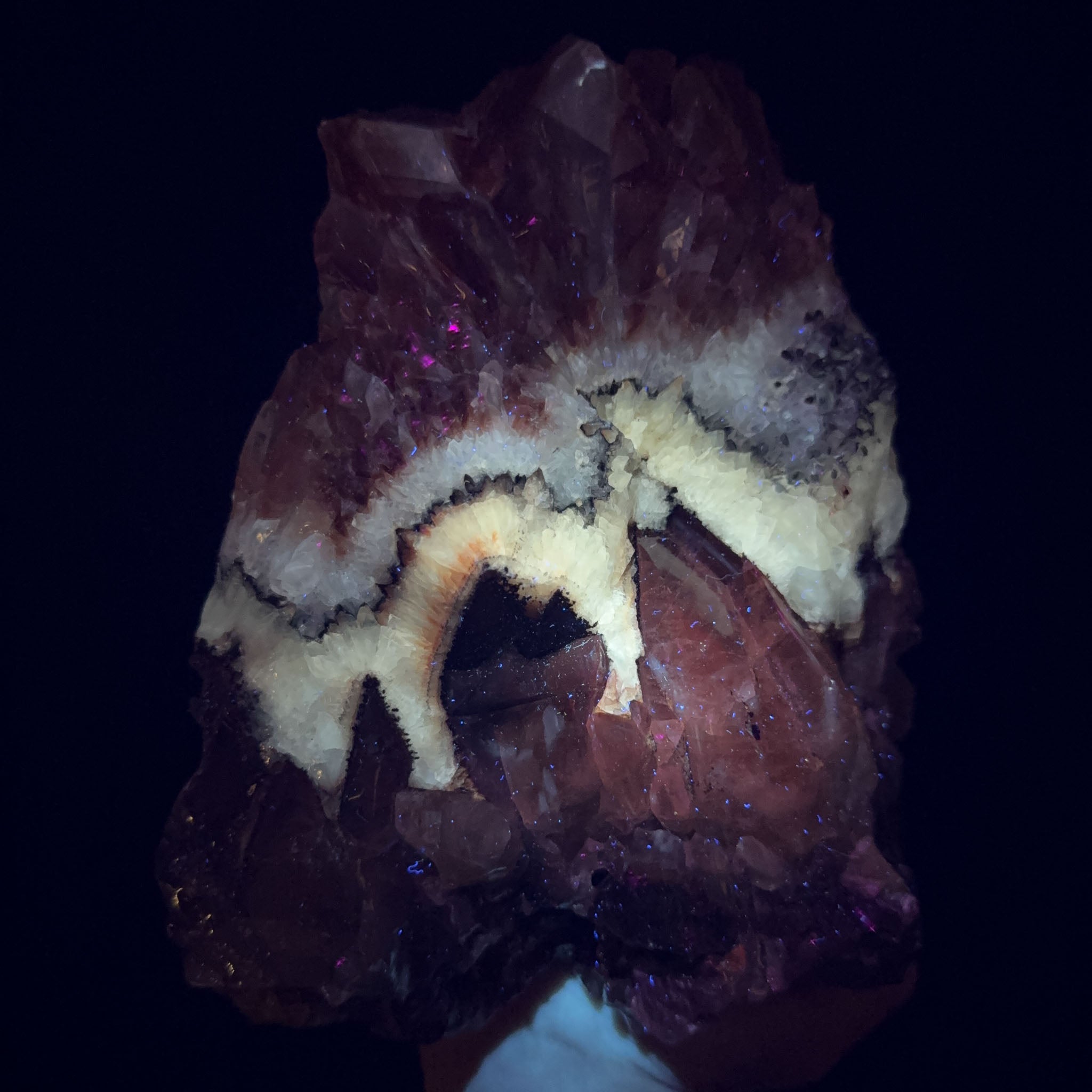 Calcite and Aragonite display fluorescence under UV light