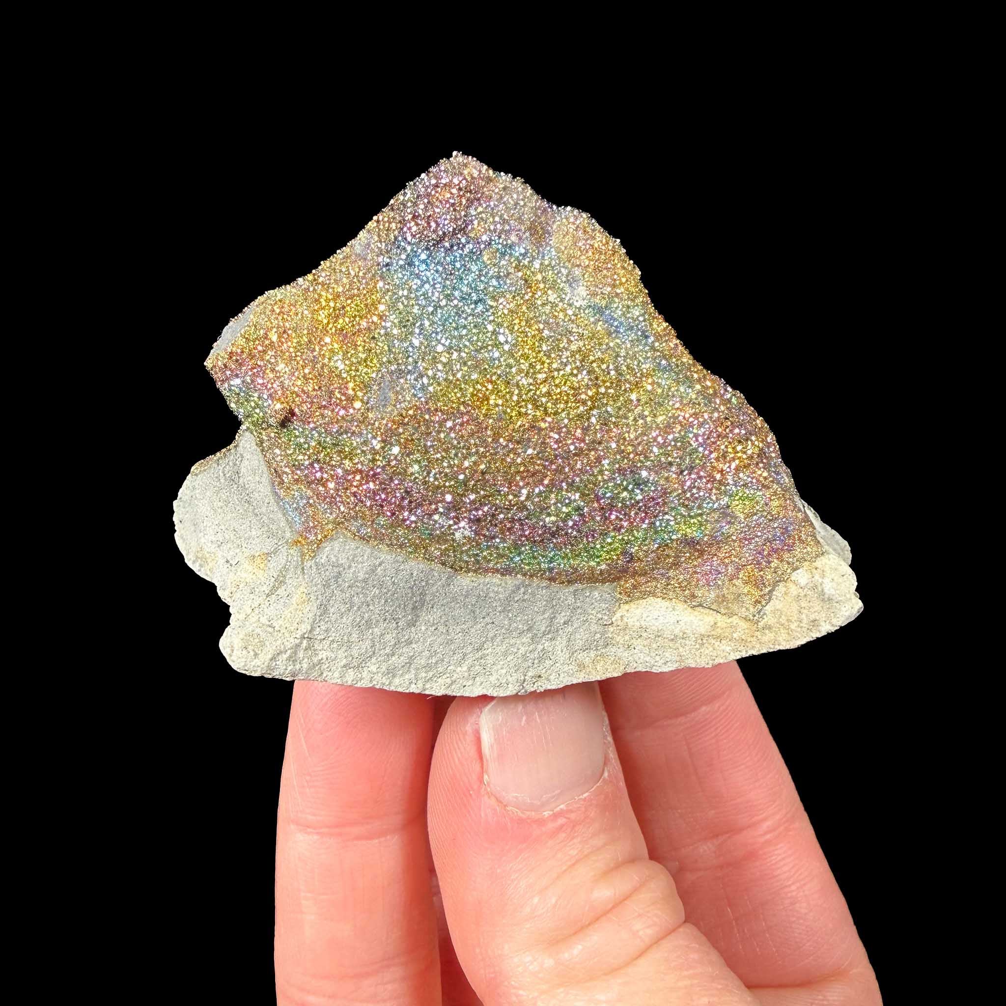 Multi-colored crystals of Pyrite from Russia