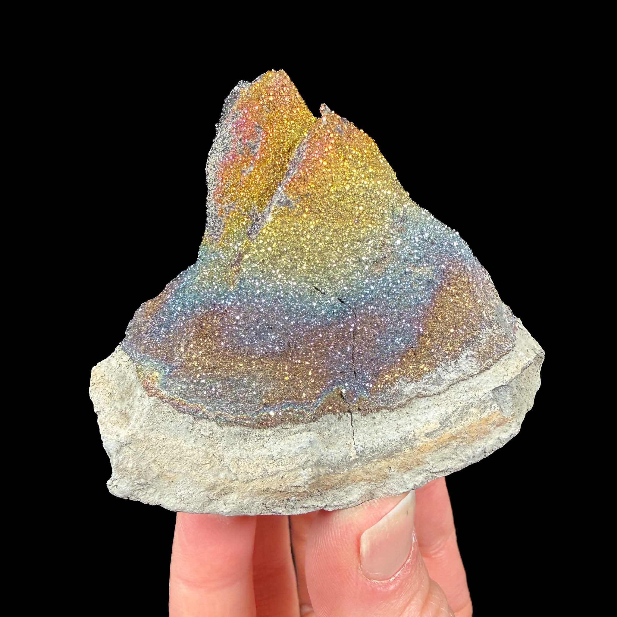Rainbow Pyrite crystals in concretion from Russia
