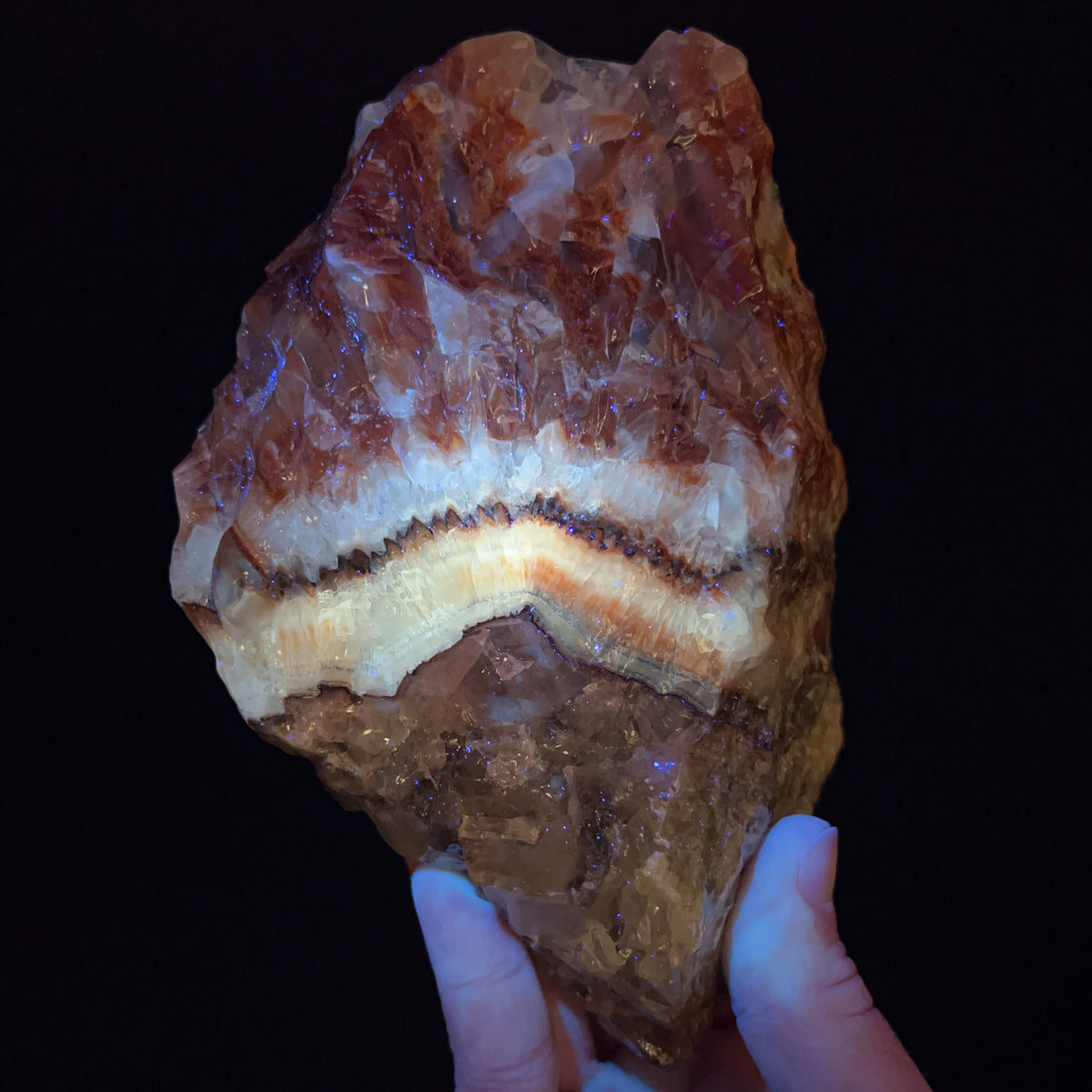 Calcite and Aragonite specimen under UV light