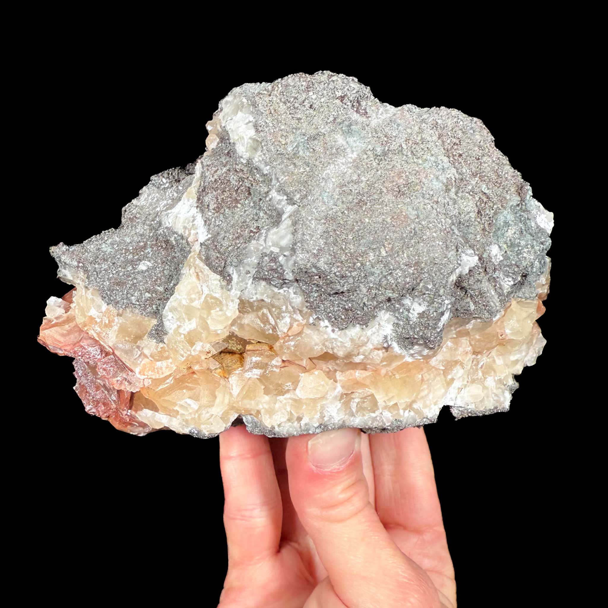 Exterior of Chalcopyrite and Calcite specimen from Moldova