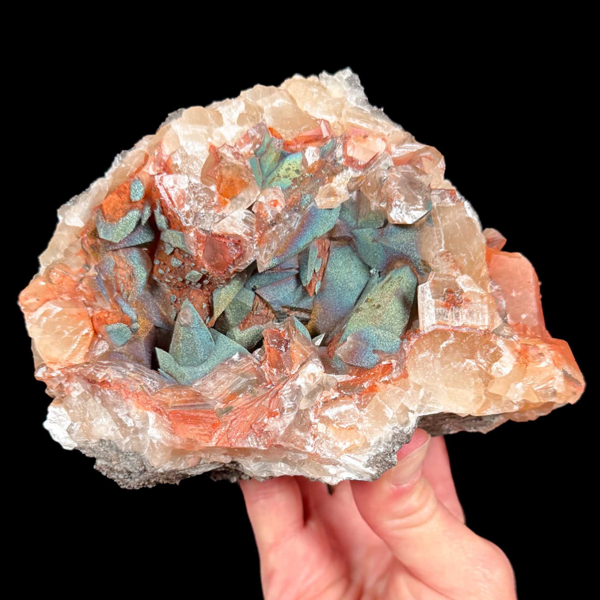 Rainbow Calcite with Chalcopyrite from Moldova