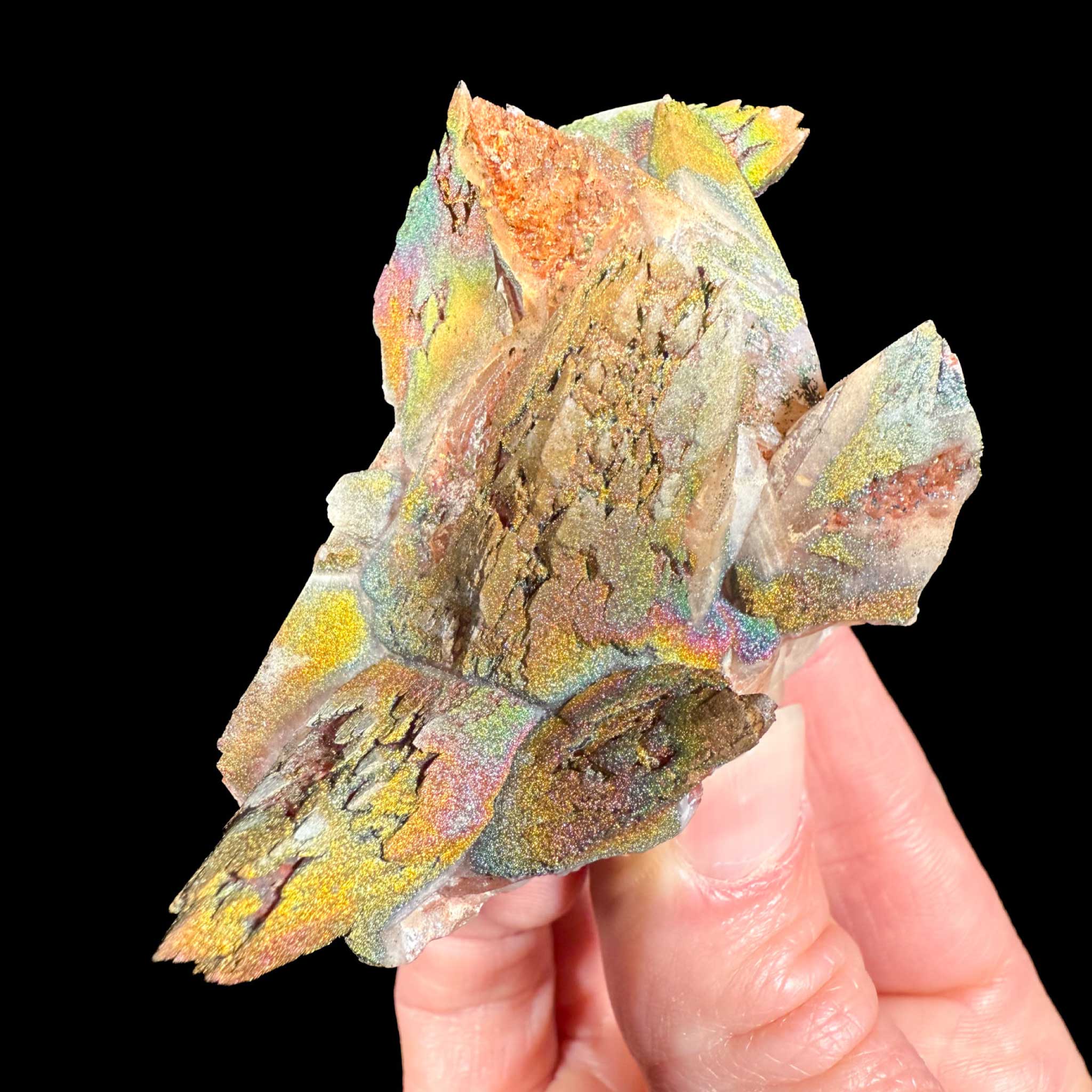 Rainbow Calcite with Chalcopyrite from Moldova