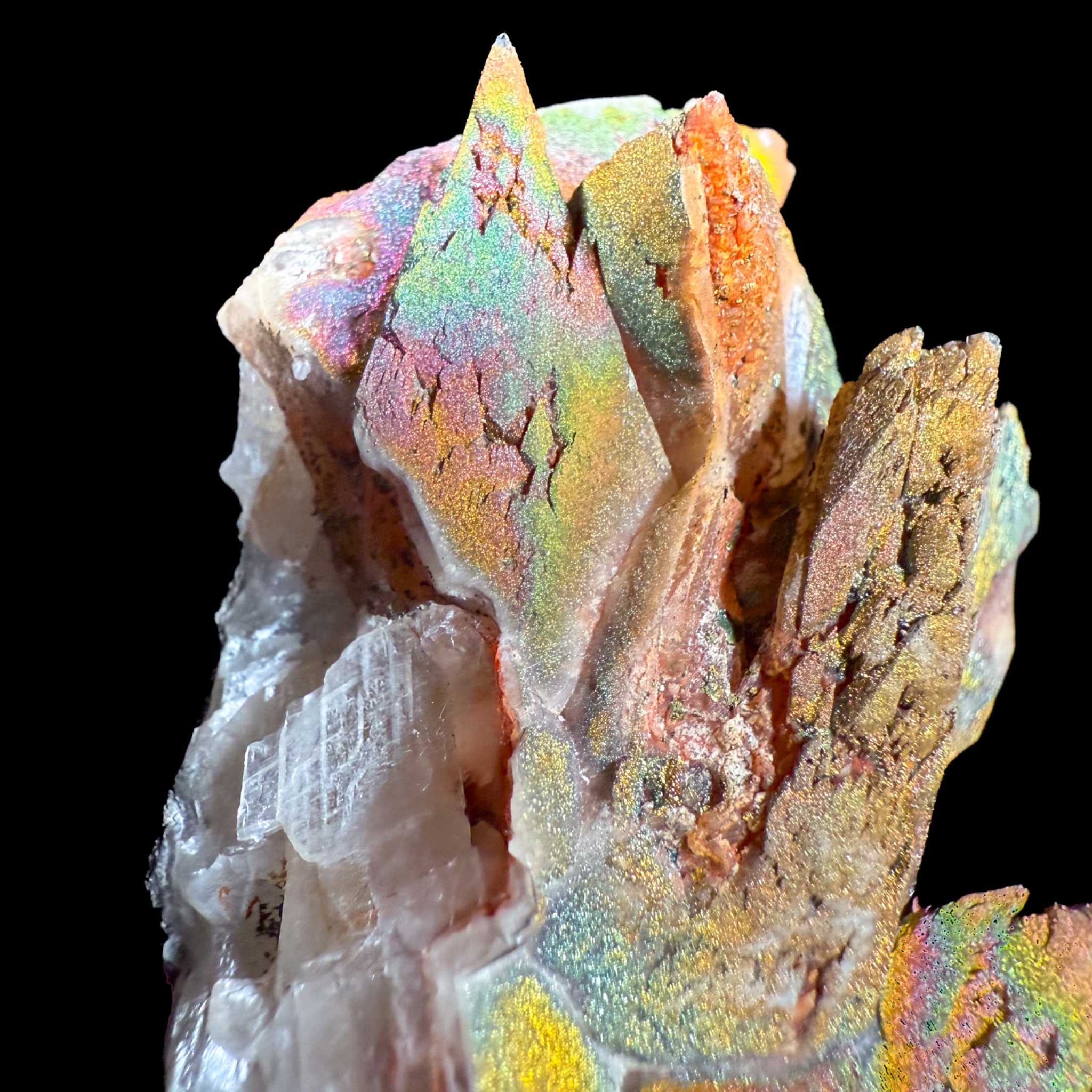 Close up of Chalcopyrite on Calcite from Moldova