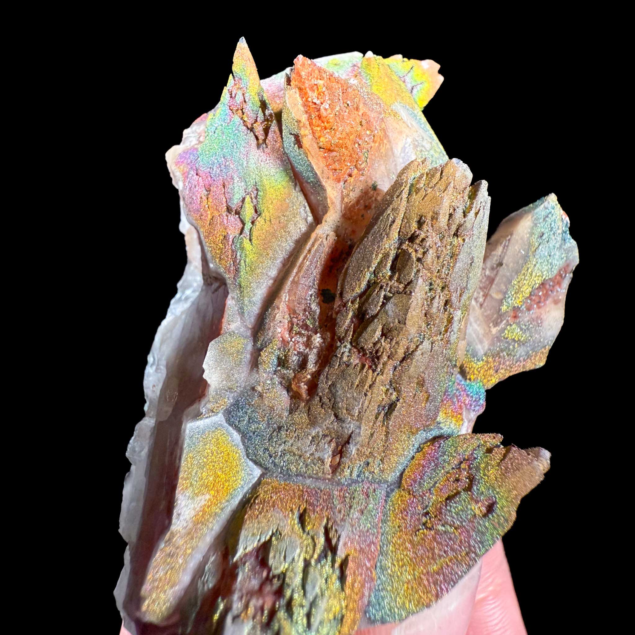 Close-up of Chalcopyrite on Calcite Crystals