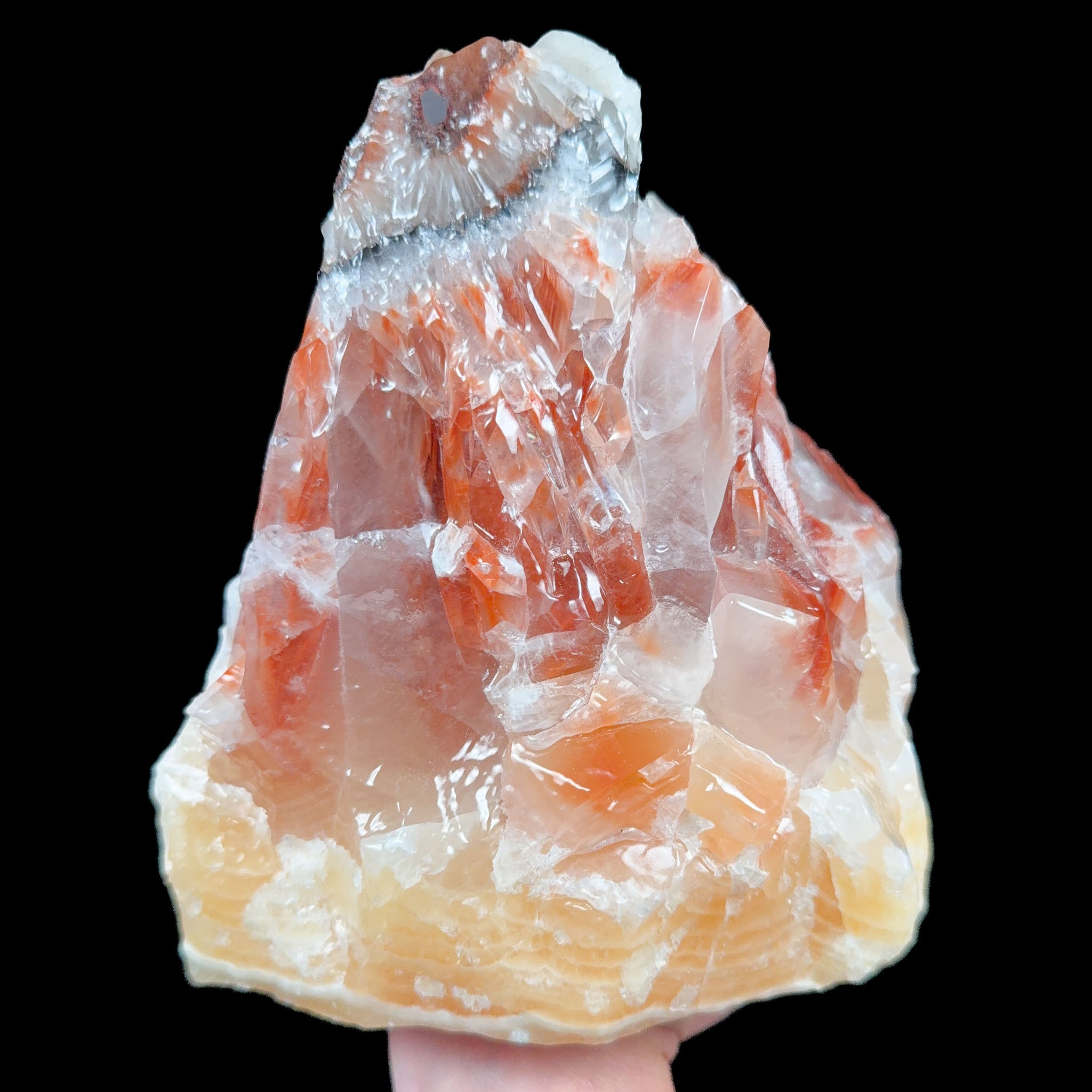 Red and yellow Calcite stone specimen from Mexico