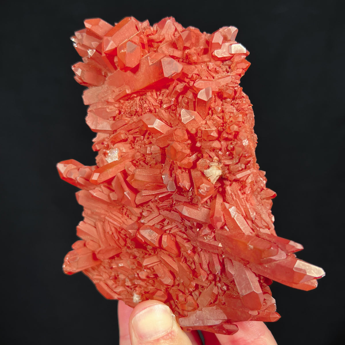 Iron-coated red quartz from Brazil