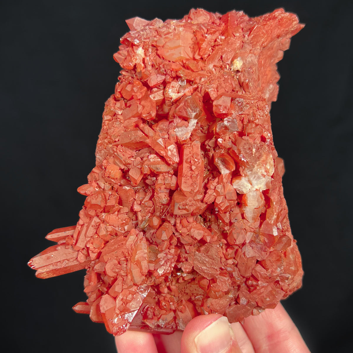 Red Iron Coated Quartz Crystal Cluster