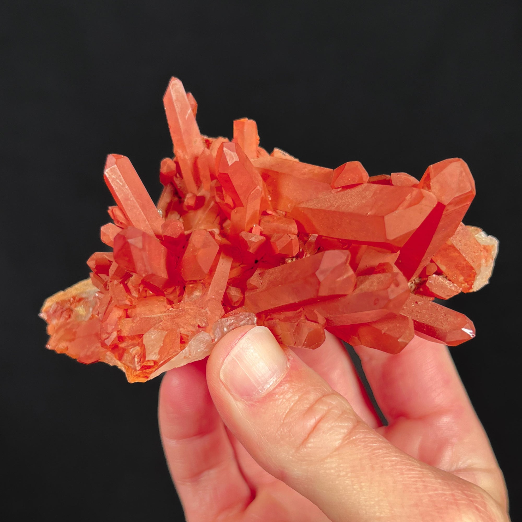 Red Iron Coated Quartz Crystals