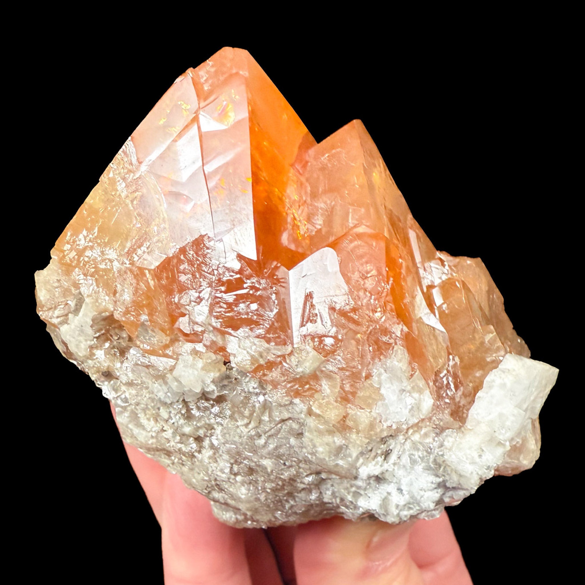 Scheelite Crystals with internal rainbows