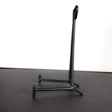 Small Black Metal Display Stand with Scroll Top Side View