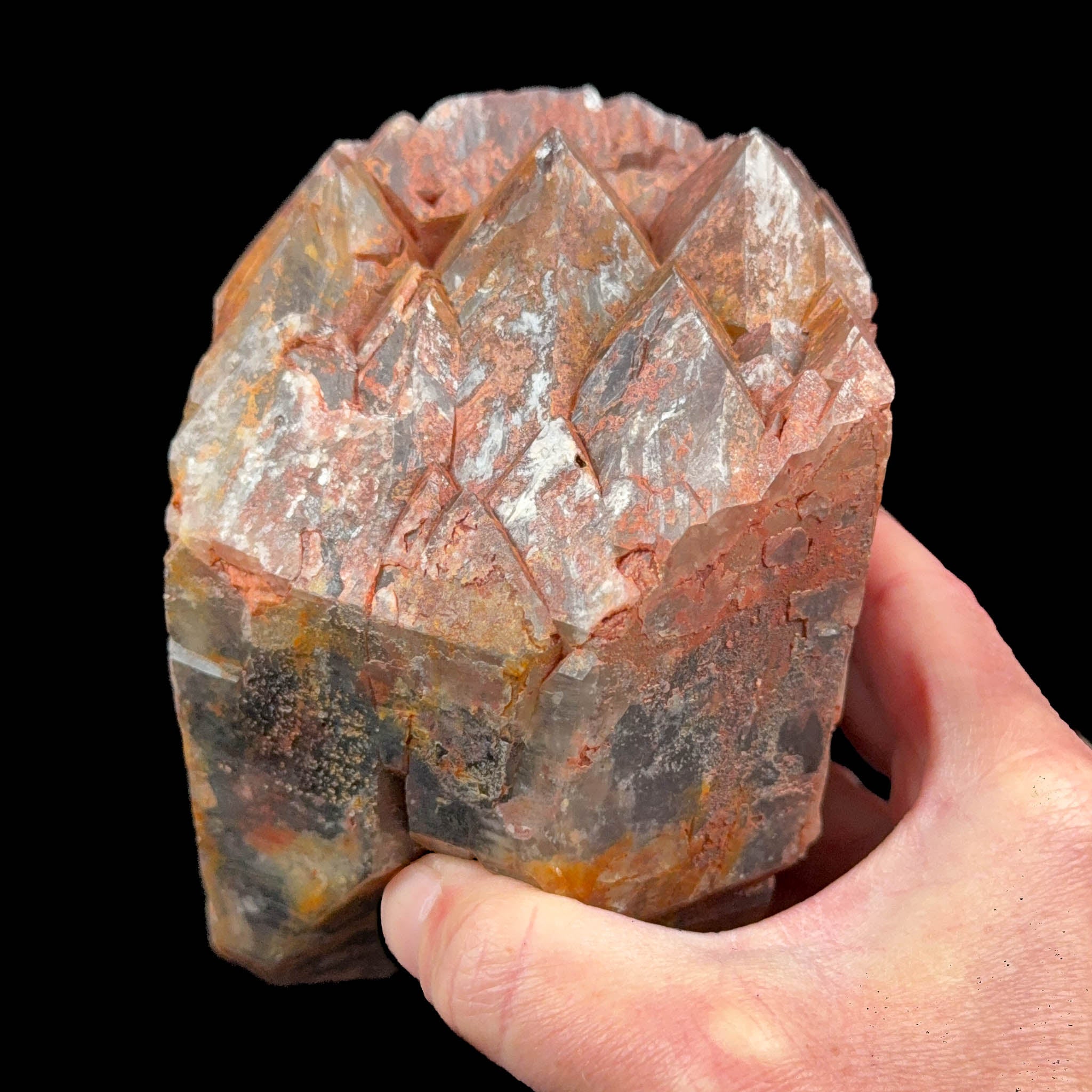 Multiple terminations on large Smoky Quartz crystal