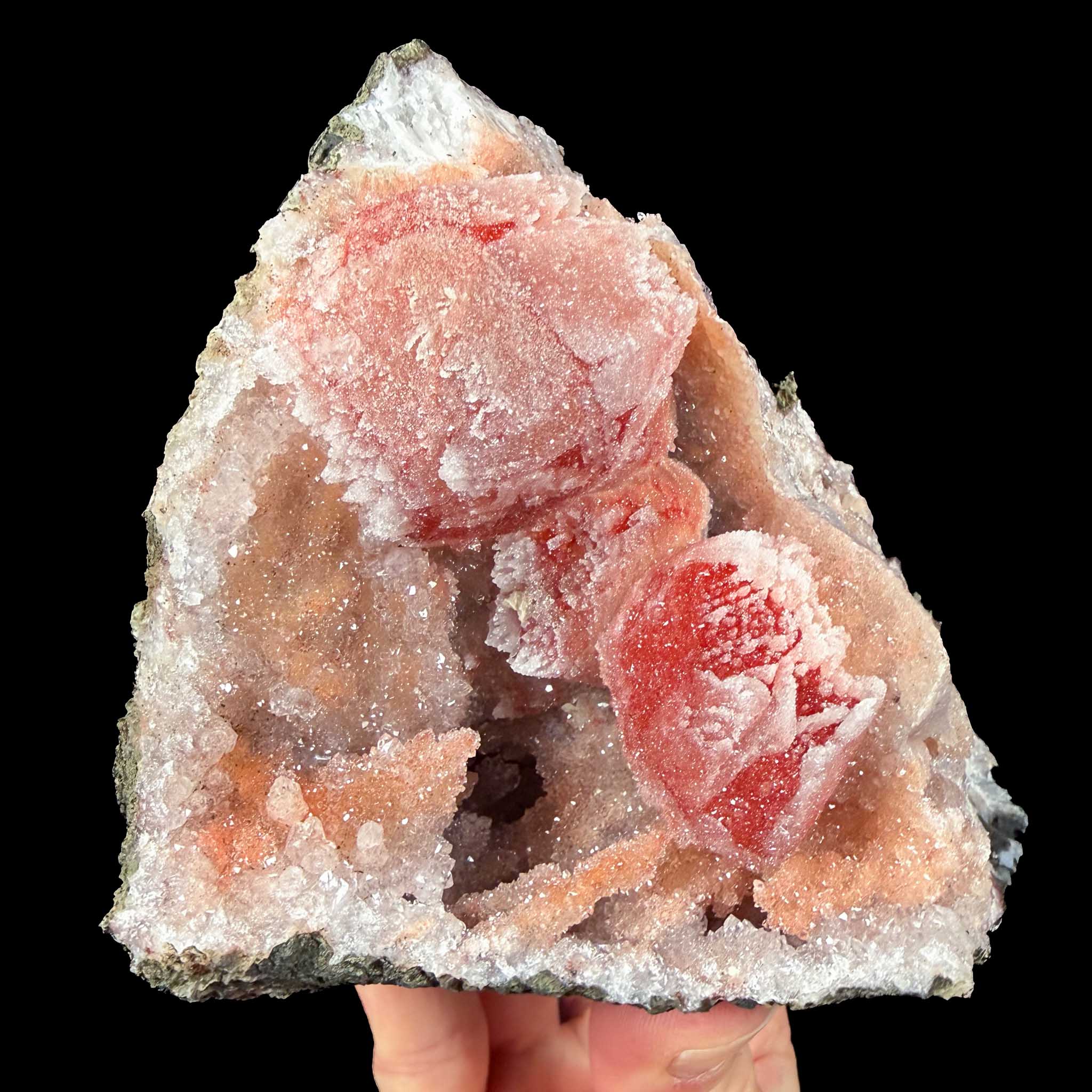 Stalactitic Quartz with Calcite Geode from Morocco
