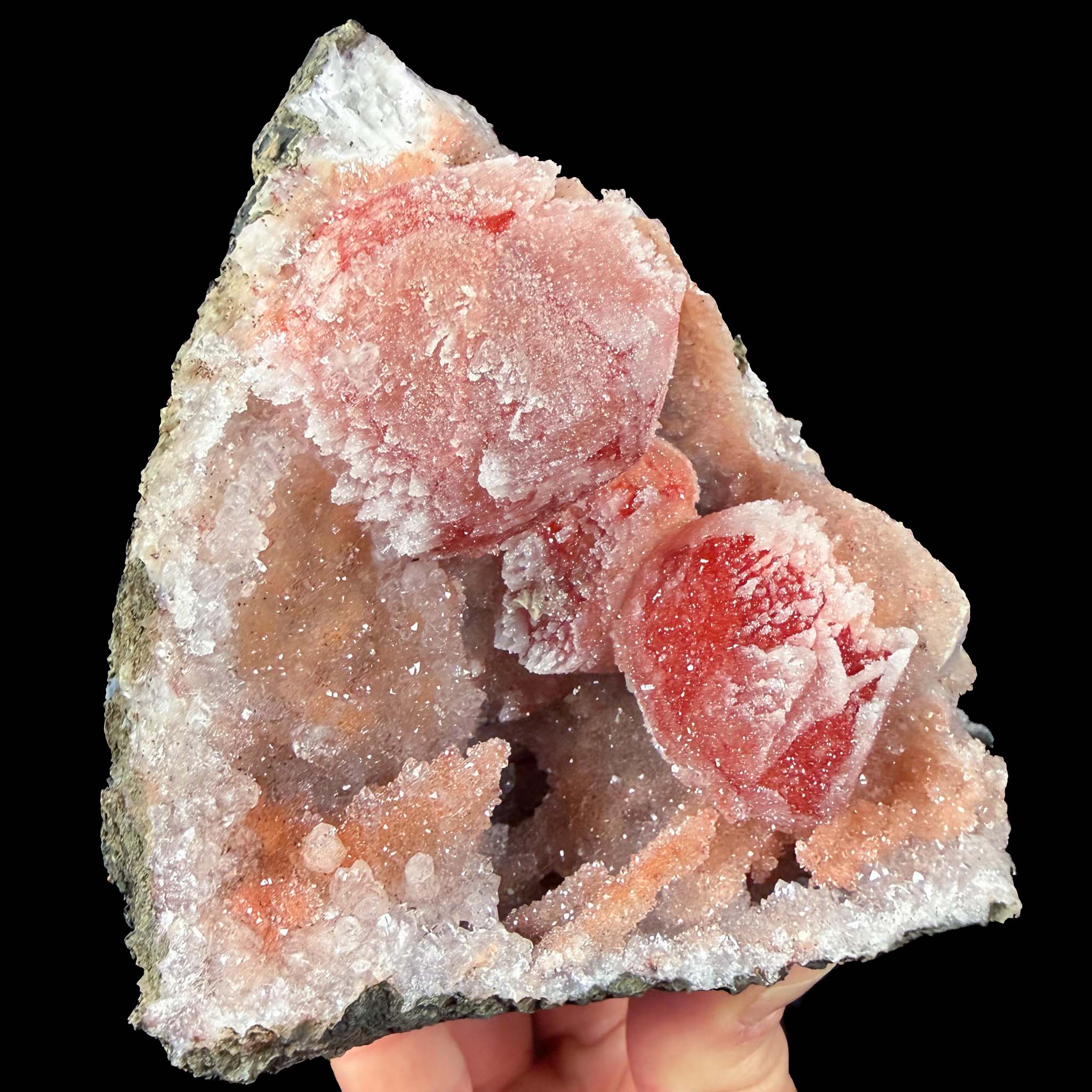 Quartz and Calcite Stalactite Geode from Morocco