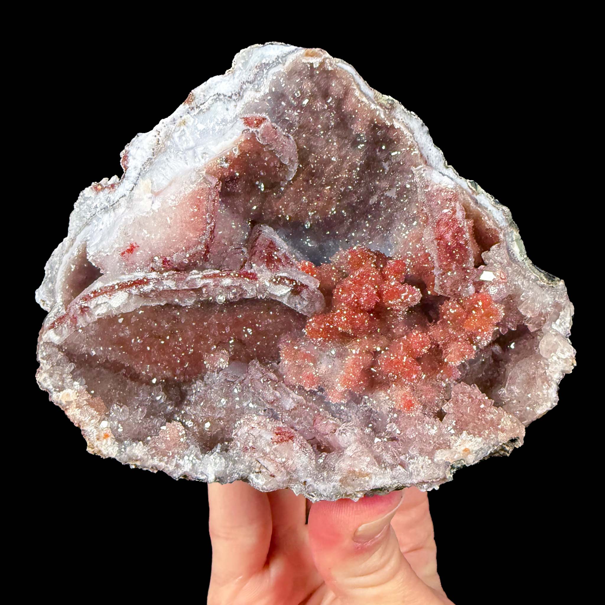 Drusy quartz crystals on stalactitic quartz
